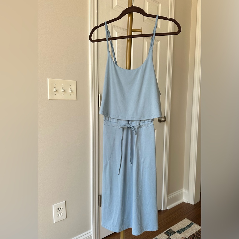 Allthreads Women's Tiered A-Line Catamaran Dress, Light Blue, Medium